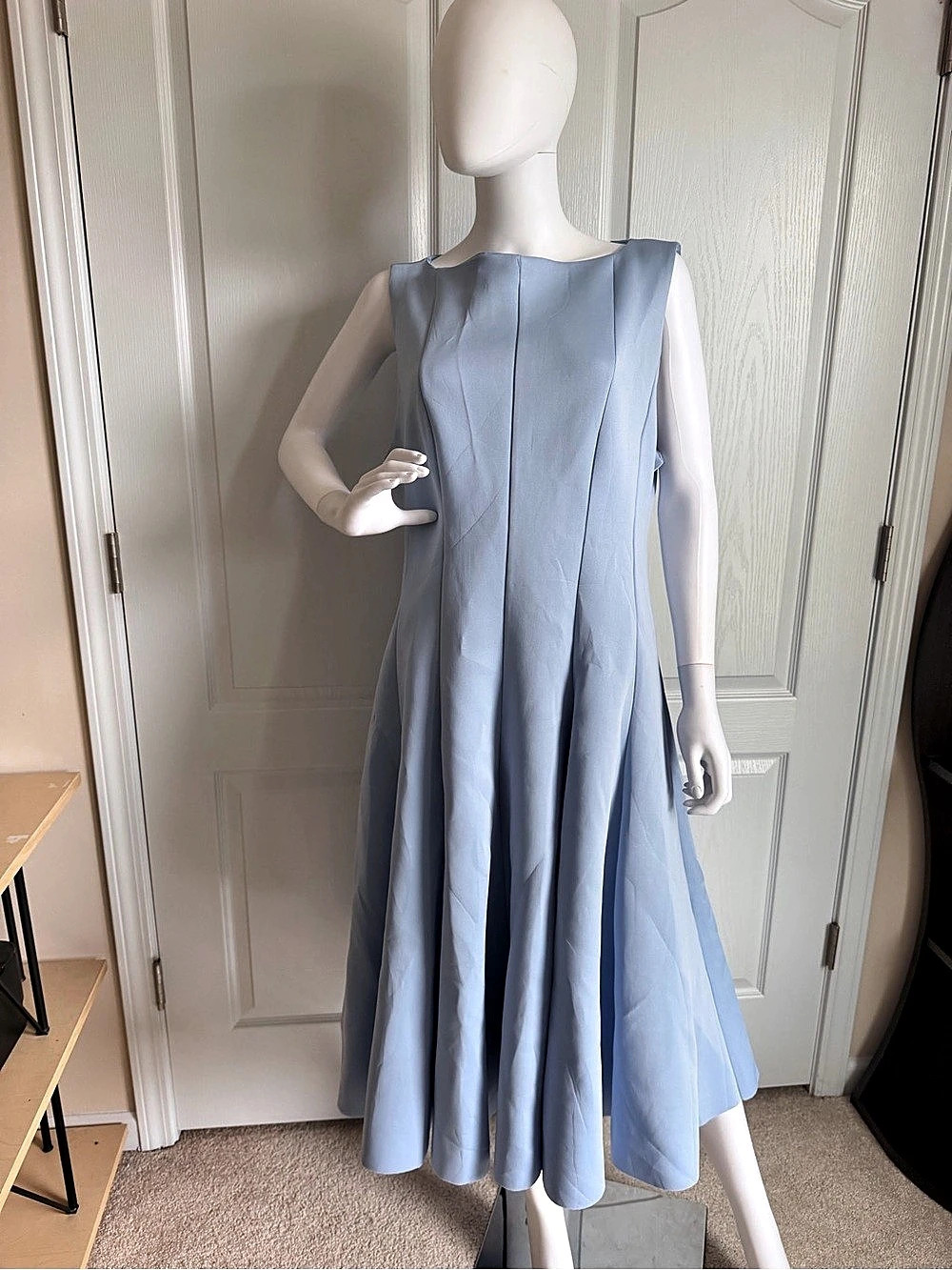 New Fashion Nova Sky Blue Sweet Sunday Crepe Pleated Midi Dress Size 2X NWT